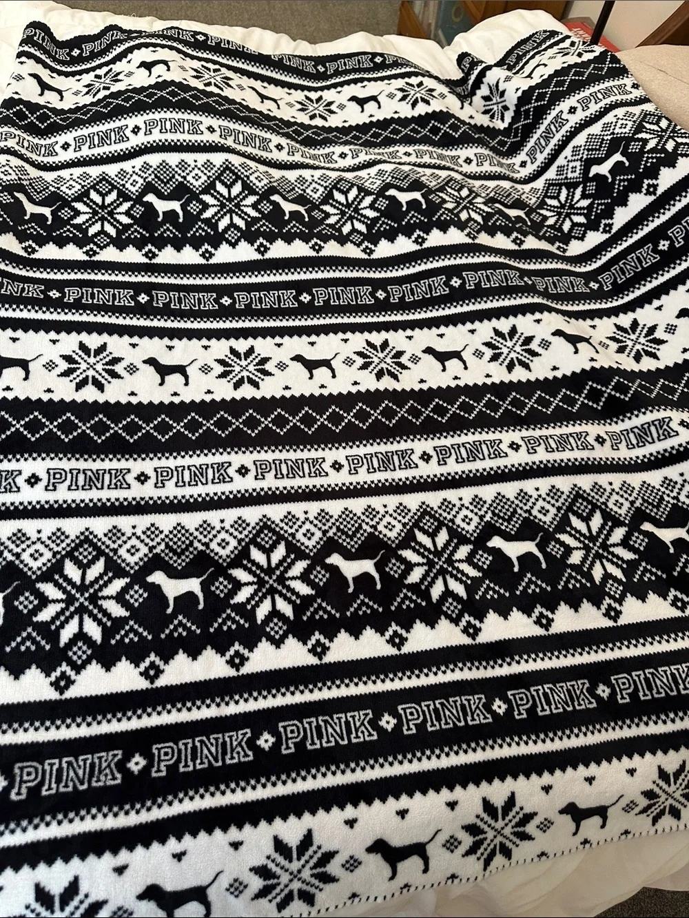 PINK Black and White Nordic Logo Throw